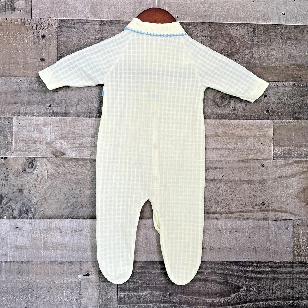 Cutler's Cuvver-Ups 80s Vintage Yellow Embroidered Puppy Sleeper Sz L‎ 14-19 lbs